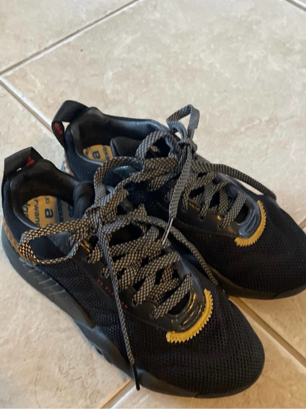Alexander Wang Black Sneakers with Yellow Trim and Patterned Laces